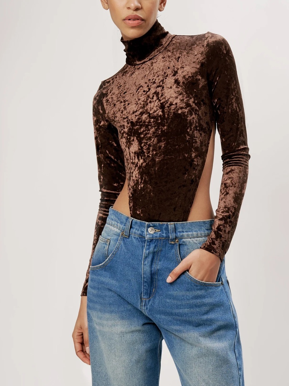 Ronny Kobo Collection Guya Bodysuit, Deep Mahogany